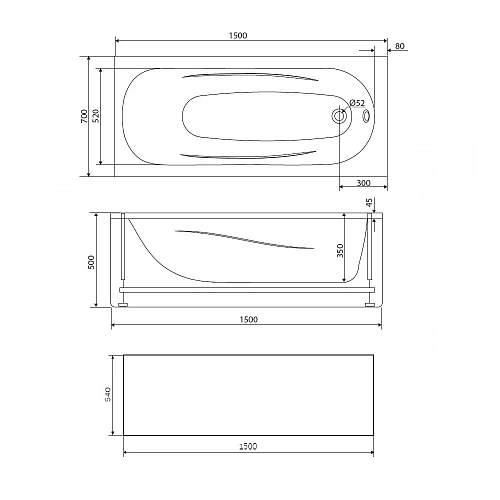 Экран для ванны фронтальный Damixa Willow WILL-150-070W-P Экран для ванны фронтальный Damixa Willow WILL-150-070W-P