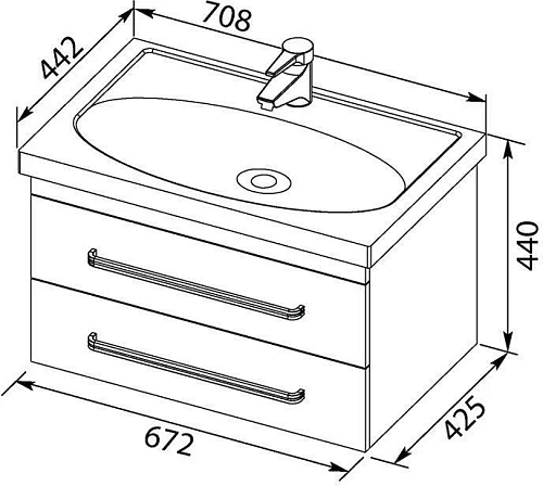 Комплект мебели Aquanet Сиена 70 белый (подвесной 2 ящика) 00196507 Комплект мебели Aquanet Сиена 70 белый (подвесной 2 ящика) 00196507