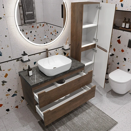 Тумба со столешницей и раковиной BelBagno ETNA 100 etna100rw-kepmno-1302-set подвесная ETNA100RW-KEPMNO-1302-SET Тумба со столешницей и раковиной BelBagno ETNA 100 etna100rw-kepmno-1302-set подвесная ETNA100RW-KEPMNO-1302-SET