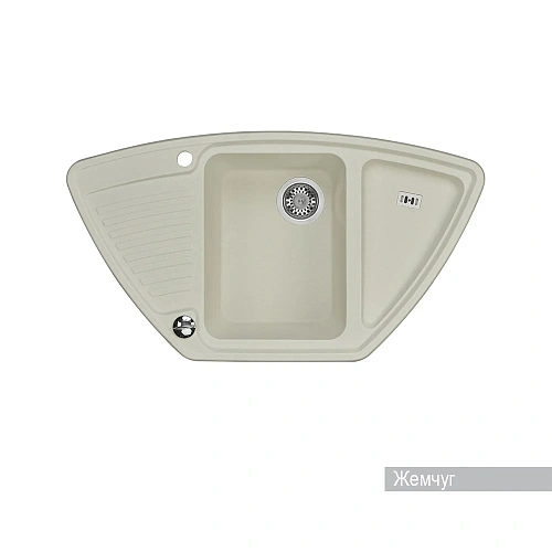 Кухонная мойка Aquaton Лория 1A715032LR240 из литого мрамора, угловая, жемчуг Кухонная мойка Aquaton Лория 1A715032LR240 из литого мрамора, угловая, жемчуг