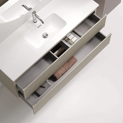 Тумба под раковину SANCOS Snob SNR120/39CE R 1195х390х500 Beige Soft подвесная Тумба под раковину SANCOS Snob SNR120/39CE R 1195х390х500 Beige Soft подвесная