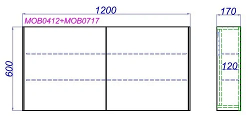 Корпус зеркального шкафа 120 см AQWELLA Mobi MOB0412 Корпус зеркального шкафа 120 см AQWELLA Mobi MOB0412