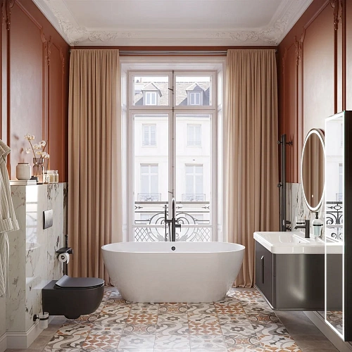 Комплект мебели STWORKI Молде 95 антрацит, с сифоном 579374 Комплект мебели STWORKI Молде 95 антрацит, с сифоном 579374