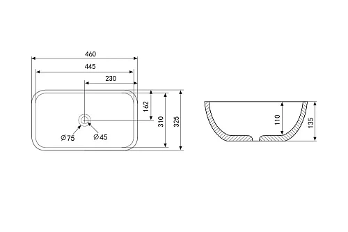 Раковина ABBER Rechteck AC2200MW накладная, белая матовая Раковина ABBER Rechteck AC2200MW накладная, белая матовая