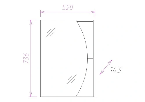 Зеркальный шкаф Onika ДУЭТ 52.00 Универсальный 205207 Зеркальный шкаф Onika ДУЭТ 52.00 Универсальный 205207