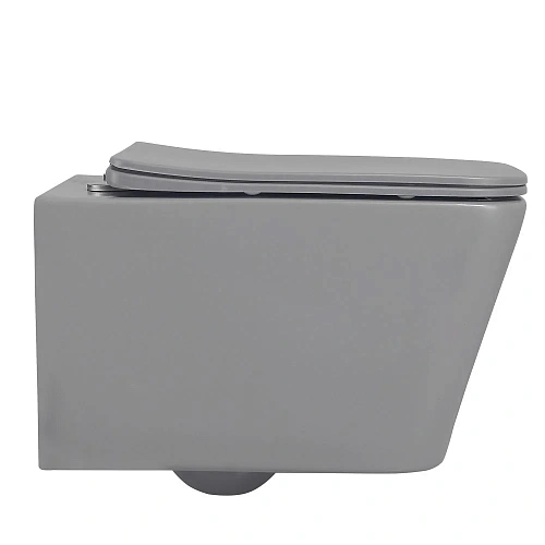 Унитаз подвесной ABBER Rechteck AC1201MG серый матовый, безободковый с крышкой микролифт Унитаз подвесной ABBER Rechteck AC1201MG серый матовый, безободковый с крышкой микролифт