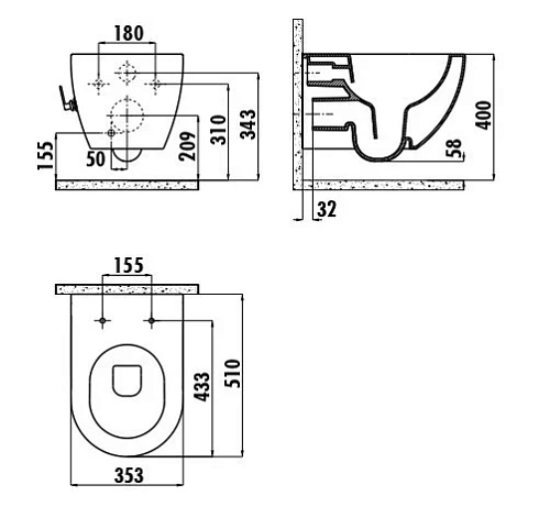Унитаз подвесной Creavit Free FE322-34CB00E-0002 Унитаз подвесной Creavit Free FE322-34CB00E-0002