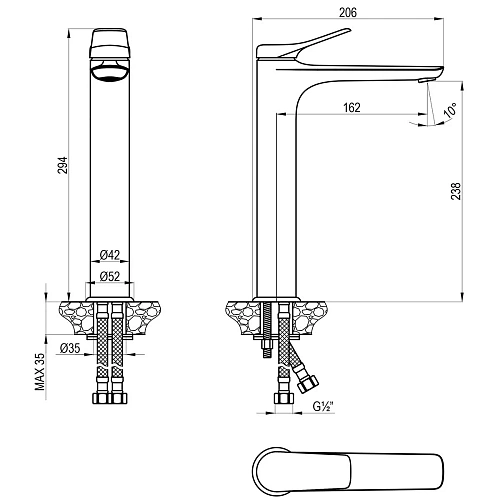 Смеситель для раковины Lemark Ortus LM11309C, хром Смеситель для раковины Lemark Ortus LM11309C, хром