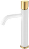 Картинка анонса товара «смеситель для раковины boheme stick white touch gold 122-wg.2»
