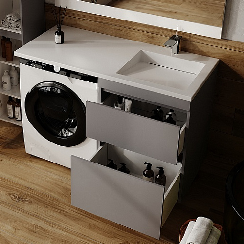 Тумба под раковину Style Line Даллас ЛЕОН 120 Люкс серая, PLUS напольная СС-00002450 Тумба под раковину Style Line Даллас ЛЕОН 120 Люкс серая, PLUS напольная СС-00002450