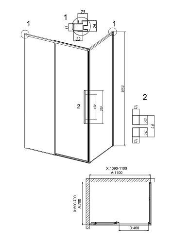 Душевой уголок GROSSMAN Galaxy 100.K33.01.110.10.02-200.K33.01.70.10.02 (110х70х195) раздвижная(левая),хром,стекло шиншилла Душевой уголок GROSSMAN Galaxy 100.K33.01.110.10.02-200.K33.01.70.10.02 (110х70х195) раздвижная(левая),хром,стекло шиншилла