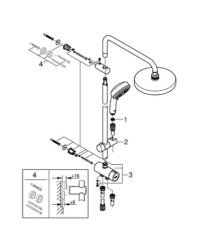 Душевая стойка GROHE New Tempesta Cosmopolitan 200 (27394002) хром Душевая стойка GROHE New Tempesta Cosmopolitan 200 (27394002) хром