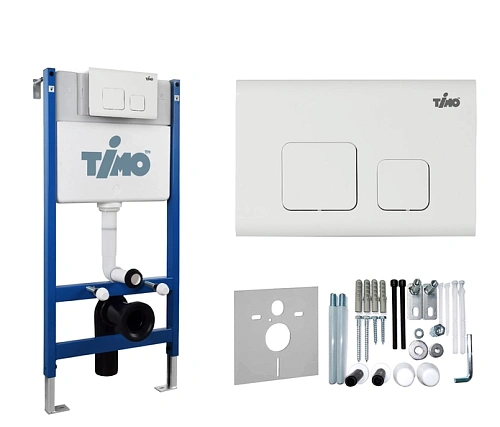 Комплект унитаза Timo RISTO TWC-01+FP-002W+TK-603 белый с инсталляцией, клавишей смыва SOLI белая с шумоизоляцией и креплениями Комплект унитаза Timo RISTO TWC-01+FP-002W+TK-603 белый с инсталляцией, клавишей смыва SOLI белая с шумоизоляцией и креплениями