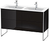 Картинка анонса товара «тумба под раковину duravit xsquare xs444904040 напольная 128 см черный глянцевый»