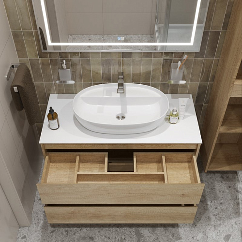 Тумба со столешницей и раковиной BelBagno KRAFT 100 kraft100rnn-kepbo-1346-set подвесная KRAFT100RNN-KEPBO-1346-SET Тумба со столешницей и раковиной BelBagno KRAFT 100 kraft100rnn-kepbo-1346-set подвесная KRAFT100RNN-KEPBO-1346-SET