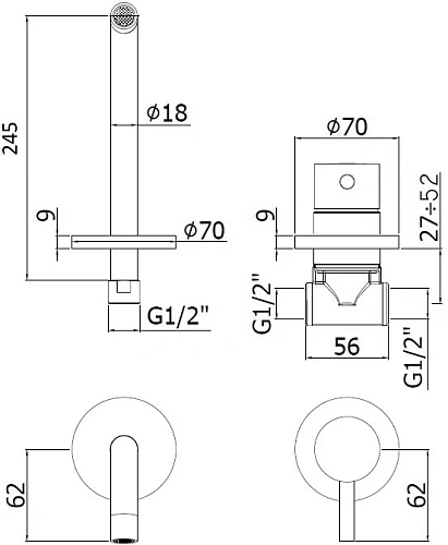 Смеситель для раковины Paffoni Light LIG007NO70 (с внутренней частью) Смеситель для раковины Paffoni Light LIG007NO70 (с внутренней частью)