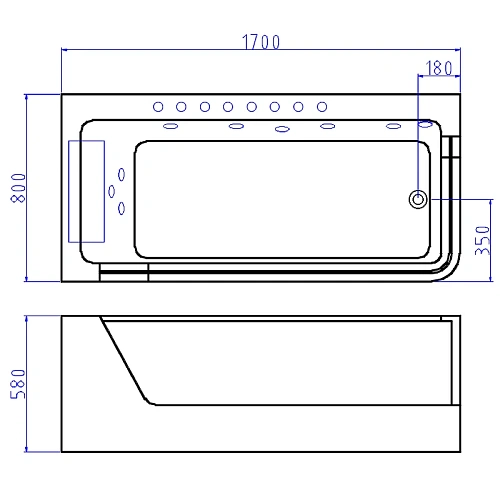Акриловая ванна Ceruttispa C-494-17L 1700x800x580 гидромассажная Акриловая ванна Ceruttispa C-494-17L 1700x800x580 гидромассажная