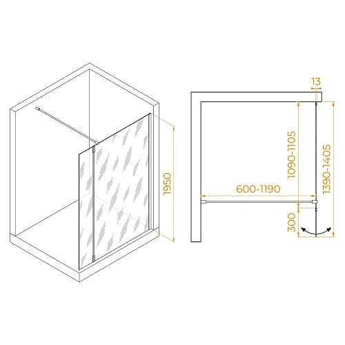 Душевая перегородка RGW Walk In WA-051B (WA-010B + Z-071B) 1400 мм 351005143-14 черный, Easy Clean Душевая перегородка RGW Walk In WA-051B (WA-010B + Z-071B) 1400 мм 351005143-14 черный, Easy Clean