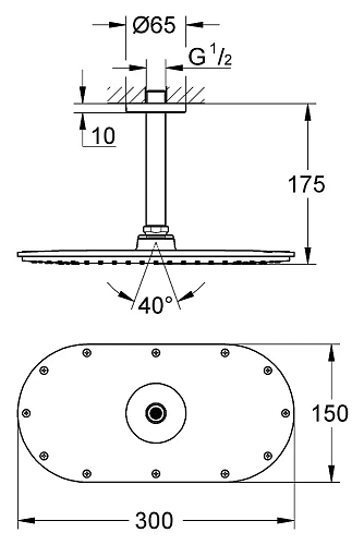 Верхний душ GROHE Rainshower Cosmopolitan Metal, 300х150 мм, Кронштейн верхнего душа, хром (26059000 Верхний душ GROHE Rainshower Cosmopolitan Metal, 300х150 мм, Кронштейн верхнего душа, хром (26059000