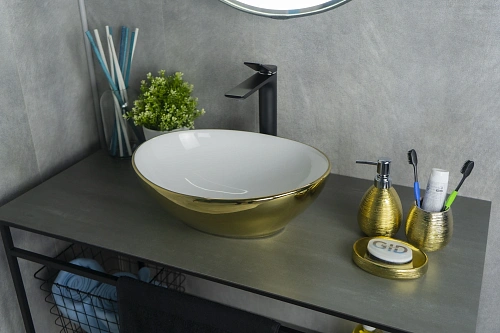 Раковина Gid Nc999 52229 накладная белая / золото 41x34x15 Раковина Gid Nc999 52229 накладная белая / золото 41x34x15