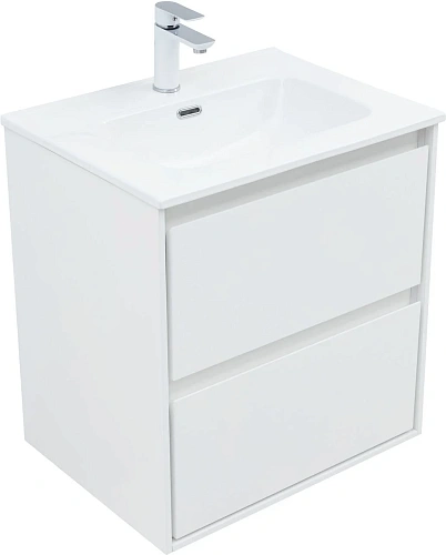 Тумба под раковину Aquanet Милан 60 белый глянец 00336367 подвесная Тумба под раковину Aquanet Милан 60 белый глянец 00336367 подвесная