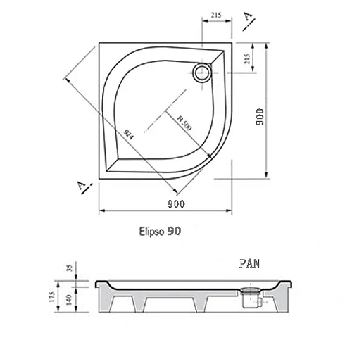 Душевой поддон Ravak Elipso 90 PAN A227701410 Душевой поддон Ravak Elipso 90 PAN A227701410