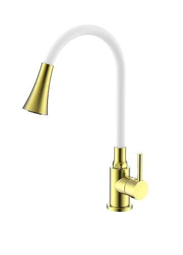 Смеситель для кухни Splenka S201.4308.03 с гибким изливом, золотой сатин Смеситель для кухни Splenka S201.4308.03 с гибким изливом, золотой сатин