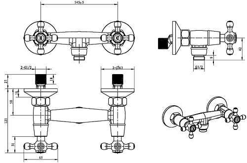 Смеситель для душа Boheme Royal Cristal 274-Royal/CRST Смеситель для душа Boheme Royal Cristal 274-Royal/CRST
