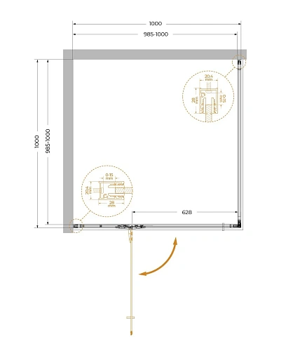 Душевой уголок CEZARES LINER-A-1-100-C-Cr-L 100x100см стекло прозрачное, профиль хром Душевой уголок CEZARES LINER-A-1-100-C-Cr-L 100x100см стекло прозрачное, профиль хром