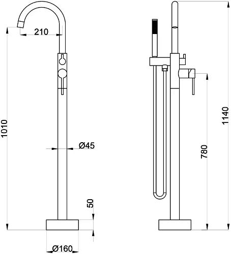 Смеситель для ванны STWORKI Эстерсунд ES-06ni 551382 напольный Смеситель для ванны STWORKI Эстерсунд ES-06ni 551382 напольный