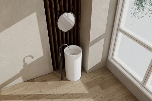 Раковина ABBER Stein AS2516-H напольная белая матовая Раковина ABBER Stein AS2516-H напольная белая матовая