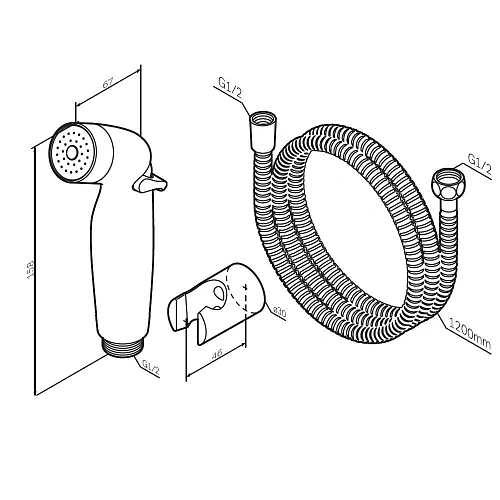 Гигиеническая лейка AM.PM AM.PM F0202032 со шлангом и держателем, хром Гигиеническая лейка AM.PM AM.PM F0202032 со шлангом и держателем, хром