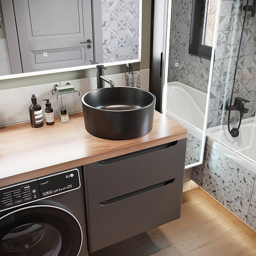 Тумба с раковиной STWORKI Берген 60 серая с темной столешницей 122, с раковиной на выбор, L 549640 Тумба с раковиной STWORKI Берген 60 серая с темной столешницей 122, с раковиной на выбор, L 549640