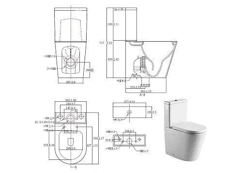 Унитаз напольный Aquatek ОБЕРОН AQ1273S-00 591x362x820 безободковый с бачком тонкое сиденье Унитаз напольный Aquatek ОБЕРОН AQ1273S-00 591x362x820 безободковый с бачком тонкое сиденье