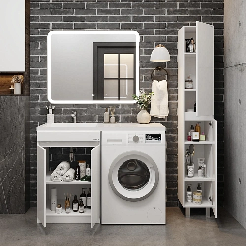 Тумба под раковину Onika Милтон Нова 58 см 105802 напольная под стиральную машину, белая (дляМарсал 120) Тумба под раковину Onika Милтон Нова 58 см 105802 напольная под стиральную машину, белая (дляМарсал 120)