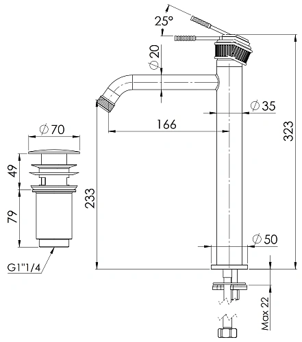 Смеситель для раковины Remer Atelier AL10LXL Смеситель для раковины Remer Atelier AL10LXL