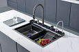 Картинка анонса товара «кухонная мойка ceruttispa gloria pro ct10578 nano black серая из нержавеющей стали 750х460х230»