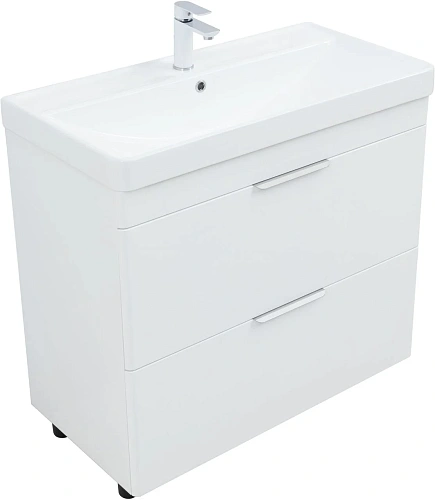 Тумба с раковиной Aquanet Ирис new 90 00342094 напольная белый глянец Тумба с раковиной Aquanet Ирис new 90 00342094 напольная белый глянец