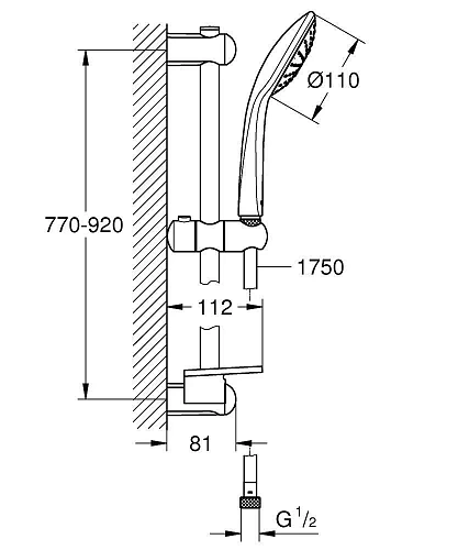 Душевой гарнитур GROHE Euphoria (27267001) (душевая лейка, штанга 900 мм, шланг 1750 мм) хром Душевой гарнитур GROHE Euphoria (27267001) (душевая лейка, штанга 900 мм, шланг 1750 мм) хром