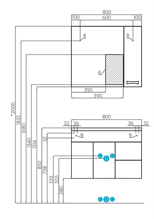 Зеркальный шкаф Aquaton Диор 80 правое 1A168002DR01R Зеркальный шкаф Aquaton Диор 80 правое 1A168002DR01R