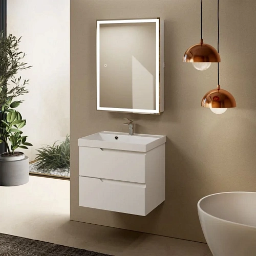 Тумба под раковину AQUAme AQM900360WH S3 подвесная 60 см белый глянец Тумба под раковину AQUAme AQM900360WH S3 подвесная 60 см белый глянец