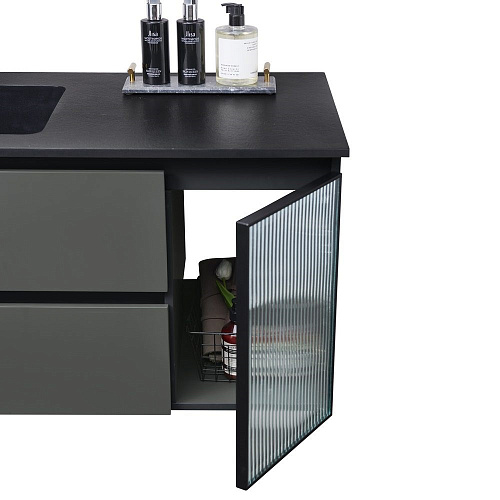 Тумба с раковиной Orans BC-2055-1200L основной шкаф цвет:MFC085,раковина art marble(matte black) (12 2055120L Тумба с раковиной Orans BC-2055-1200L основной шкаф цвет:MFC085,раковина art marble(matte black) (12 2055120L