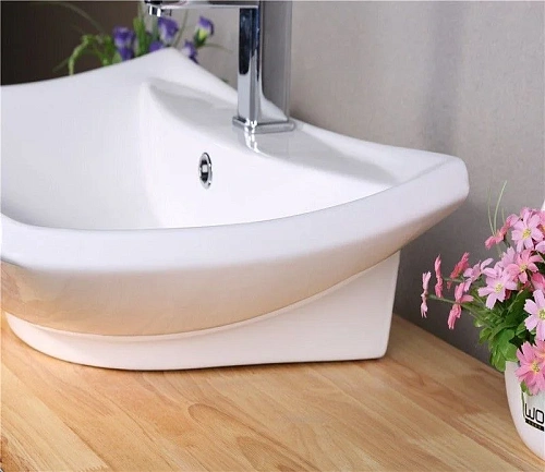 Раковина CeramaLux 9111 накладная, белый Раковина CeramaLux 9111 накладная, белый