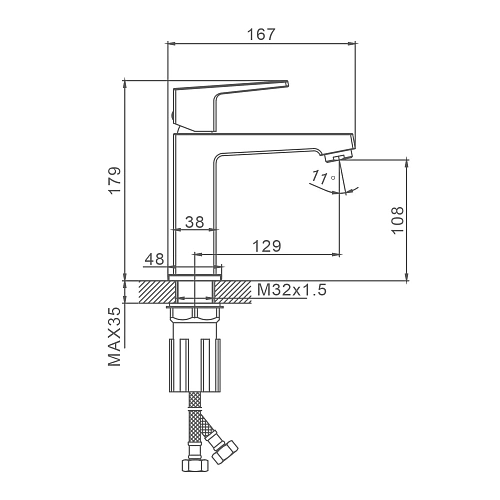 Смеситель для раковины Splenka S01.10.03, золотой сатин Смеситель для раковины Splenka S01.10.03, золотой сатин