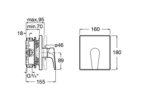 Смеситель для душа Roca Atlas скрытого монтажа 5A2B90C00 Смеситель для душа Roca Atlas скрытого монтажа 5A2B90C00