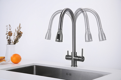 Смеситель для кухни Paulmark Lange вороненая сталь La214212-GM Смеситель для кухни Paulmark Lange вороненая сталь La214212-GM