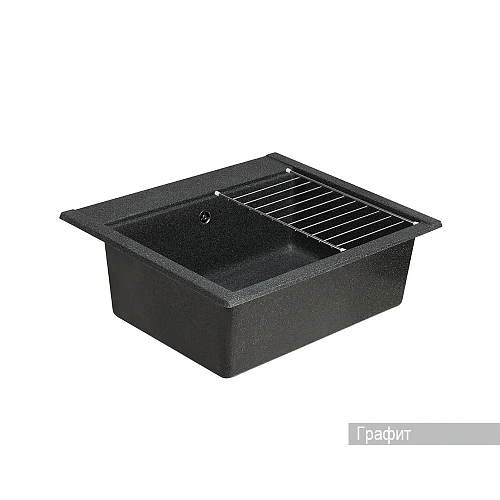 Кухонная мойка Aquaton Делия 60 1A715232LD210 из литого мрамора, прямоугольная, графит Кухонная мойка Aquaton Делия 60 1A715232LD210 из литого мрамора, прямоугольная, графит