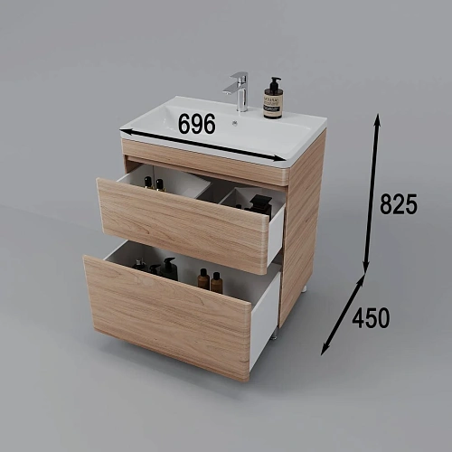 Тумба под раковину Style Line Атлантика 70, Люкс ясень перламутр, PLUS напольная СС-00002344 Тумба под раковину Style Line Атлантика 70, Люкс ясень перламутр, PLUS напольная СС-00002344