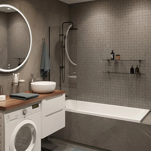 Шторка на ванну DIWO Ростов 4GW011 неподвижная, 60x150, черная матовая 556124 Шторка на ванну DIWO Ростов 4GW011 неподвижная, 60x150, черная матовая 556124