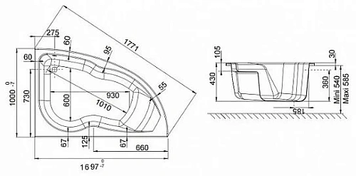 Акриловая ванна Jacob Delafon Micromega Duo 170x105 E60220RU-00 правая Акриловая ванна Jacob Delafon Micromega Duo 170x105 E60220RU-00 правая